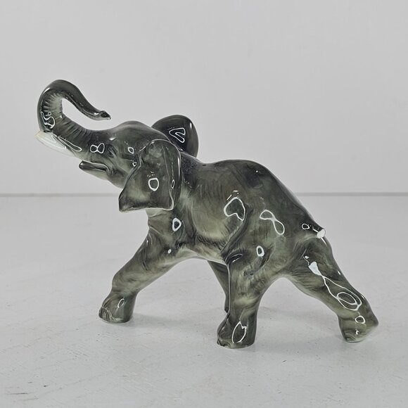 JHR Hutschenreuther Porcelain Gray Elephant Trunk Up Good Luck AS IS - Picture 2 of 8